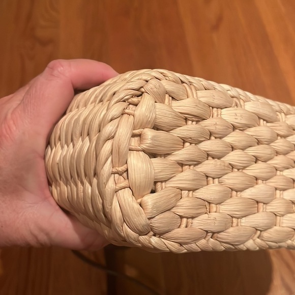 Brighton cross/ shoulder bag black & white gingham print w/ rattan & leather - Picture 10 of 10